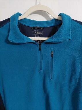 L.L. Bean Men's Blue Quarter-Zip Fleece Pullover